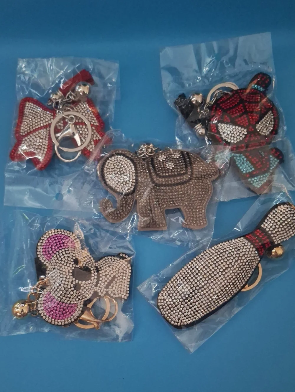 Rhinestone Elephant Keychain Charm - Women Accessories - Brown